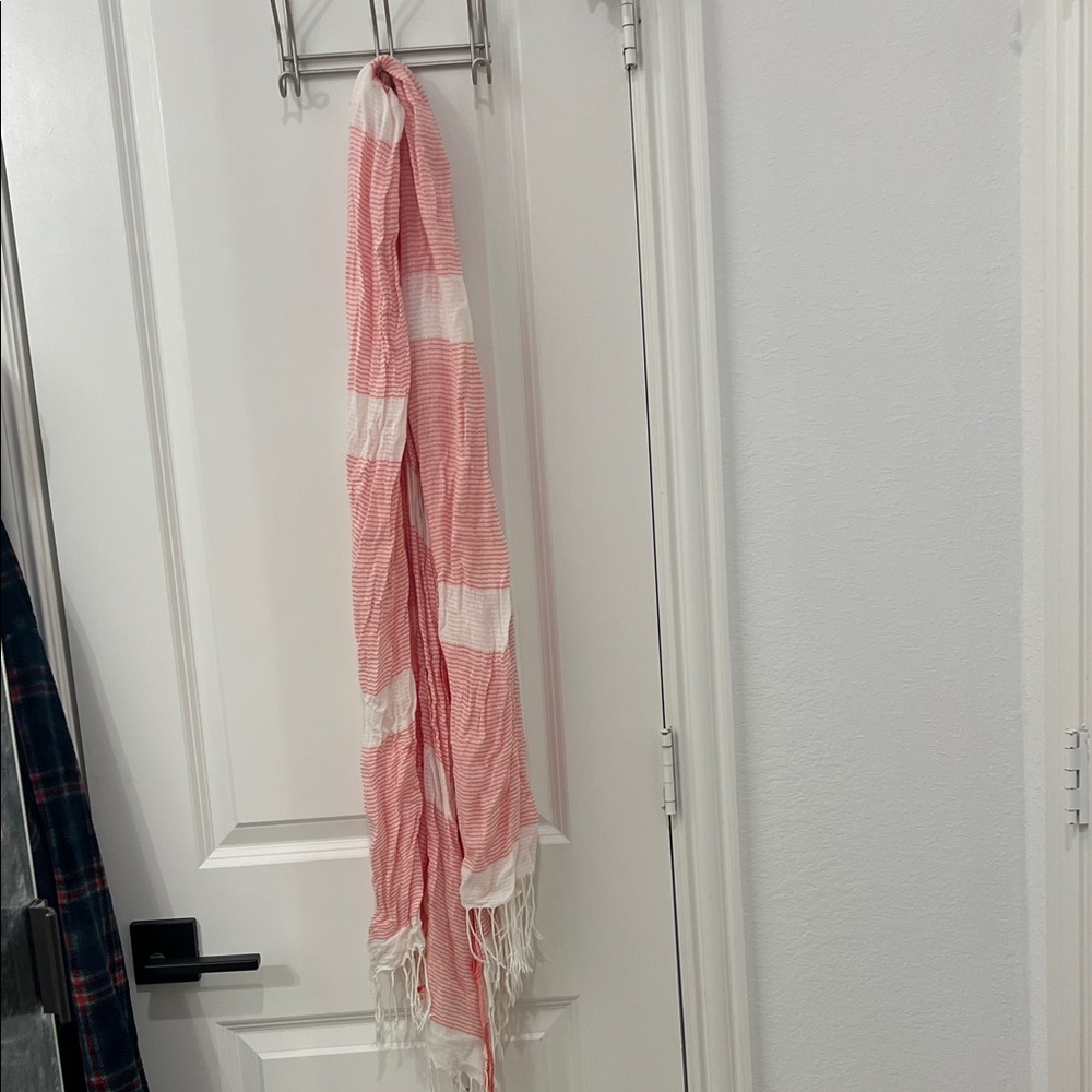 Striped Pink and White Scarf